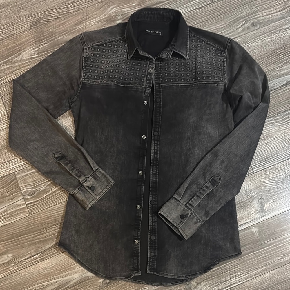 Philip Plein 
Denim Black shirt 
long sleeve 

size S
Fitted